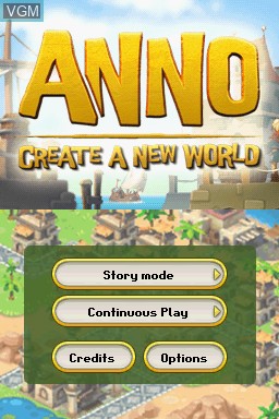 Title screen of the game Anno - Create a New World on Nintendo DS