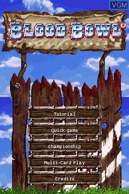 Title screen of the game Blood Bowl on Nintendo DS