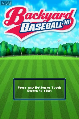 Title screen of the game Backyard Baseball '10 on Nintendo DS