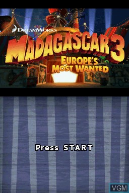 Title screen of the game Madagascar 3 & The Croods - Combo Pack on Nintendo DS
