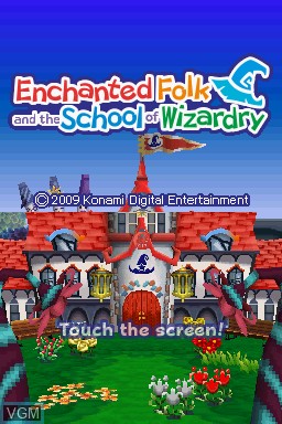 Title screen of the game Enchanted Folk and the School of Wizardry on Nintendo DS