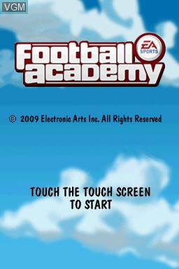 Title screen of the game Football Academy on Nintendo DS