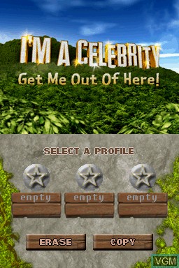 Title screen of the game I'm A Celebrity... Get Me Out of Here! on Nintendo DS