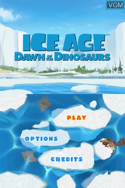 Title screen of the game Ice Age - Dawn of the Dinosaurs on Nintendo DS