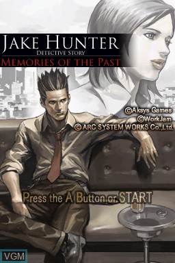 Title screen of the game Jake Hunter - Memories of the Past on Nintendo DS