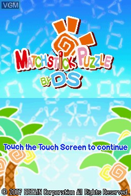 Title screen of the game Matchstick on Nintendo DS