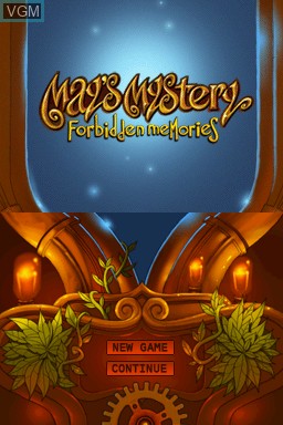 Title screen of the game May's Mystery - Forbidden Memories on Nintendo DS