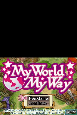 Title screen of the game My World, My Way on Nintendo DS