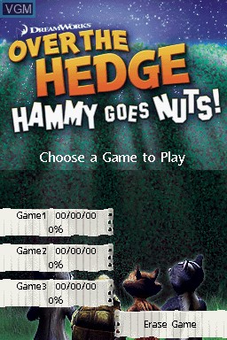 Title screen of the game Over the Hedge - Hammy Goes Nuts! on Nintendo DS