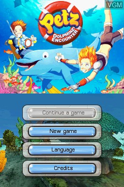 Title screen of the game Petz - Dolphinz Encounter on Nintendo DS