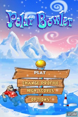 Title screen of the game Polar Bowler on Nintendo DS