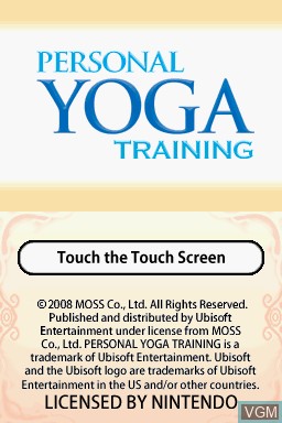 Title screen of the game Quick Yoga Training on Nintendo DS