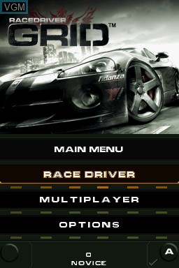 Title screen of the game Race Driver - GRID on Nintendo DS