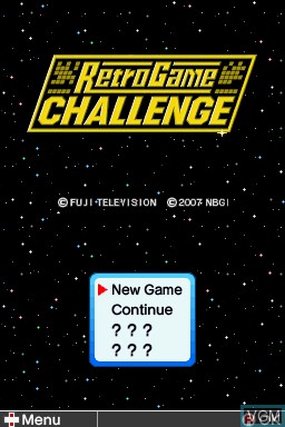 Title screen of the game Retro Game Challenge on Nintendo DS