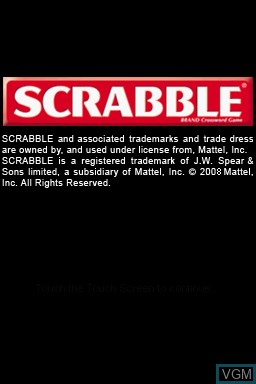 Title screen of the game Scrabble 2009 Edition on Nintendo DS