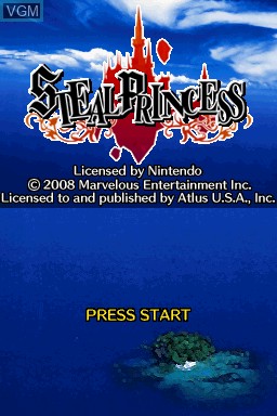 Title screen of the game Steal Princess on Nintendo DS