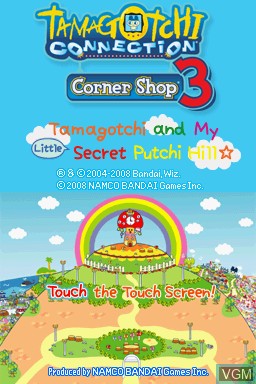 Title screen of the game Tamagotchi Connection - Corner Shop 3 on Nintendo DS
