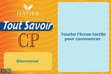 Title screen of the game Tout Savoir CP - L'Essentiel du Programme on Nintendo DS