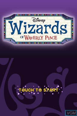 Title screen of the game Wizards of Waverly Place on Nintendo DS