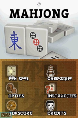 Title screen of the game Eindeloos Mahjong on Nintendo DS