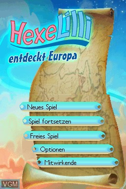 Title screen of the game Hexe Lilli Entdeckt Europa on Nintendo DS