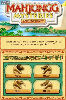 Title screen of the game Mahjongg Mysteries - Ancient Egypt on Nintendo DS
