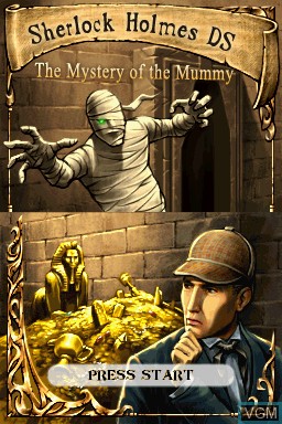 Title screen of the game Sherlock Holmes - Mystery of the Mummy on Nintendo DS