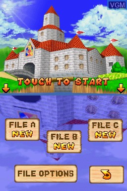Menu screen of the game Super Mario 64 DS on Nintendo DS