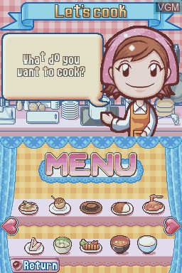 Menu screen of the game Cooking Mama on Nintendo DS