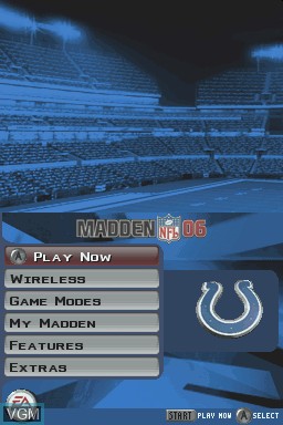 Menu screen of the game Madden NFL 06 on Nintendo DS