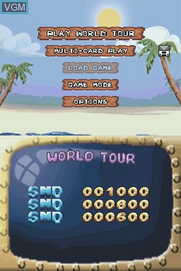 Menu screen of the game Snood 2 - On Vacation on Nintendo DS