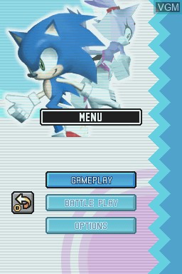 Menu screen of the game Sonic Rush on Nintendo DS