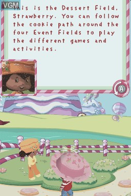 Menu screen of the game Strawberry Shortcake - Strawberryland Games on Nintendo DS