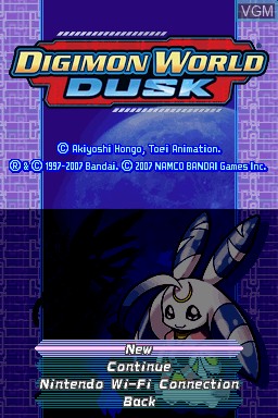 Menu screen of the game Digimon Story - Moonlight on Nintendo DS