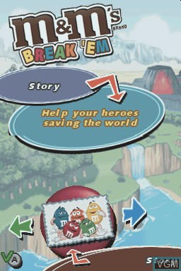 Menu screen of the game M&M's Break' Em on Nintendo DS