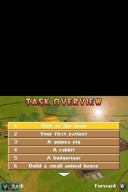 Menu screen of the game Pawly Pets - My Vet Practice on Nintendo DS