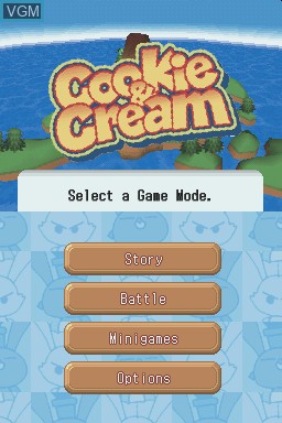 Menu screen of the game Cookie & Cream on Nintendo DS