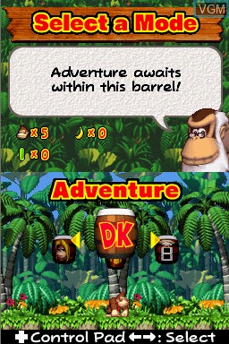 Menu screen of the game Donkey Kong - Jungle Climber on Nintendo DS