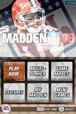 Menu screen of the game Madden NFL 08 on Nintendo DS