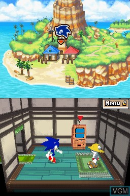 Menu screen of the game Sonic Rush Adventure on Nintendo DS