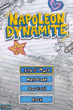 Menu screen of the game Napoleon Dynamite - The Game on Nintendo DS