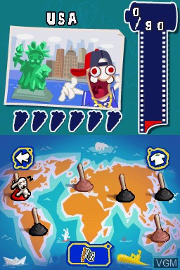 Menu screen of the game Rayman Raving Rabbids 2 on Nintendo DS