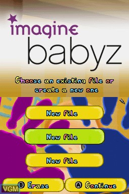 Menu screen of the game Imagine - Babyz on Nintendo DS