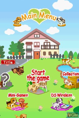 Menu screen of the game Petz - Dogz 2 on Nintendo DS