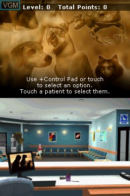 Menu screen of the game Pet Pals - Animal Doctor on Nintendo DS