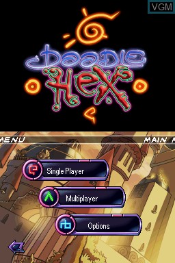Menu screen of the game Doodle Hex on Nintendo DS