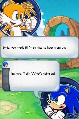 Menu screen of the game Sonic Chronicles - The Dark Brotherhood on Nintendo DS