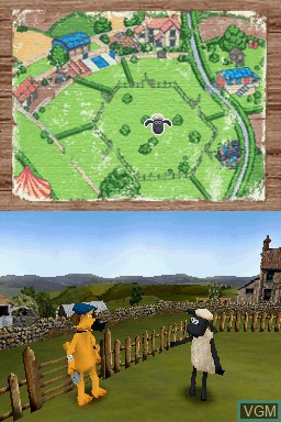 Menu screen of the game Shaun the Sheep on Nintendo DS