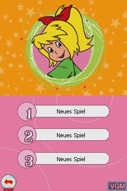 Menu screen of the game Bibi Blocksberg - Neustadt im Hex-Chaos on Nintendo DS
