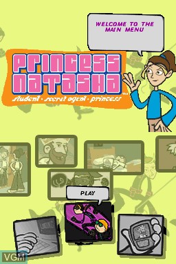 Menu screen of the game Princess Natasha - Student, Secret Agent, Princess on Nintendo DS
